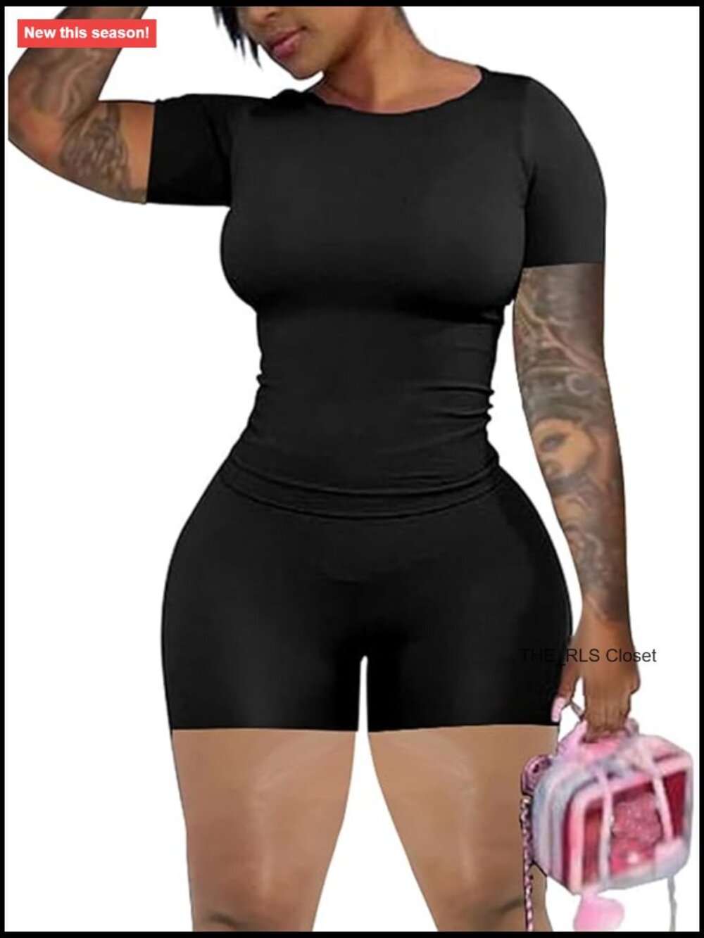 Polyester Spandex Workout Set Short Sleeve Top Matching Shorts